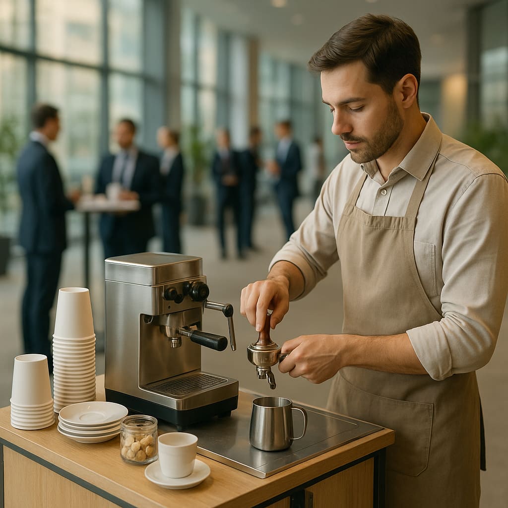 Mobiler Coffee Cart bei einem Corporate Event in Wien