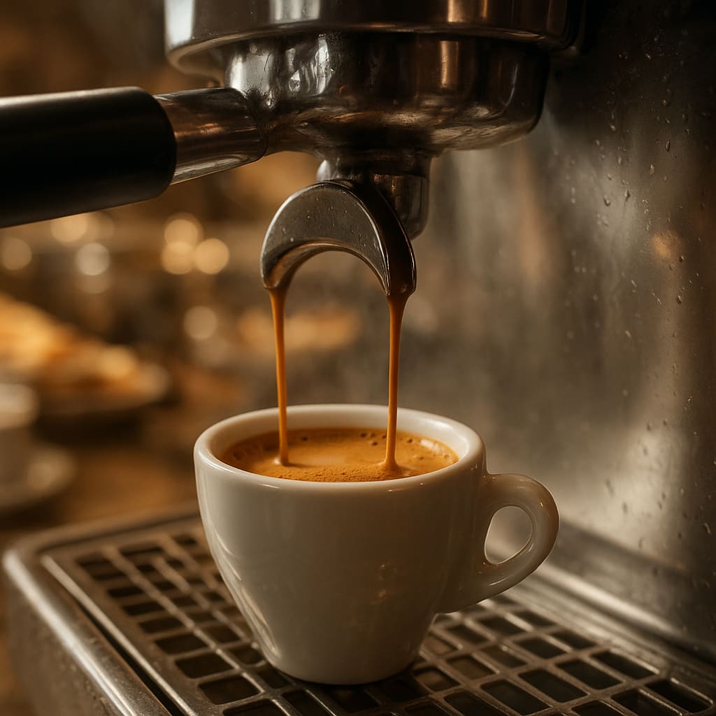 Espresso-Extraktion an professioneller Maschine